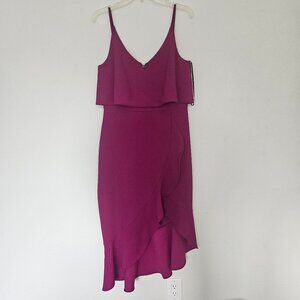 NWT AQUA Asymmetric Ruffle Dress, Magenta, Size 10